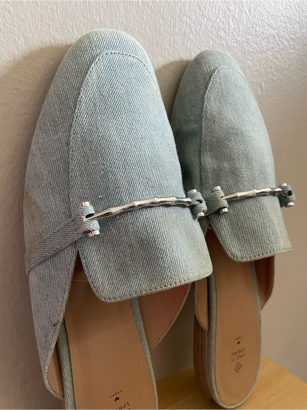 Call It Spring Pale Blue Denim Slip-on Mules – Size 10 *Flaw - Picture 12 of 15